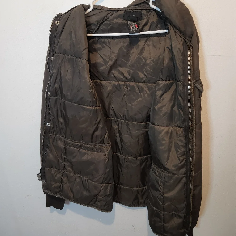 VTG OBEY CHARLIE PUFFER JACKET - OLIVE GREEN L